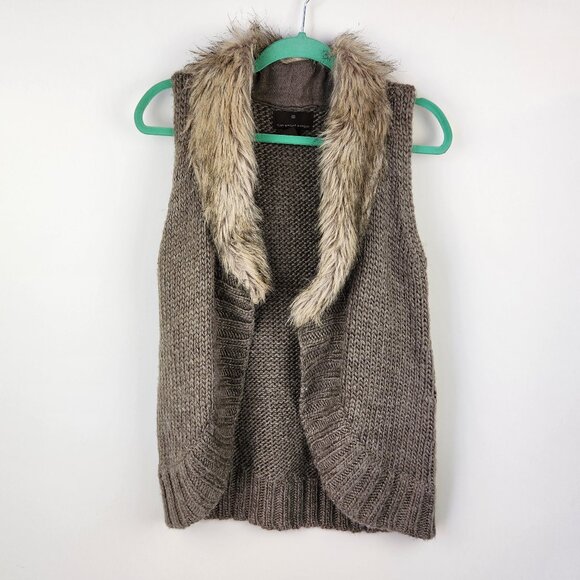 Fenn Wright Mason Wool Alpaca Blend Knit Faux Fur Sweater Vest sz S - Picture 1 of 6